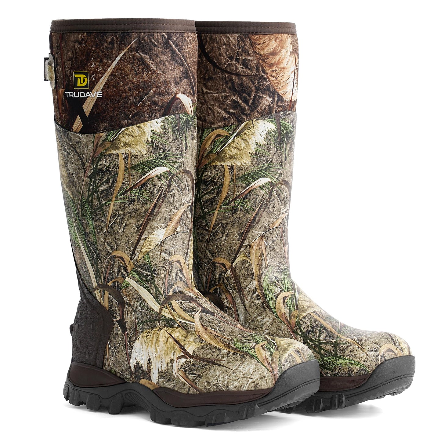 Trudave Hunting Boots for Men - 6mm Neoprene Camo Insulated And Waterproof Rubber Boots with Steel Shank