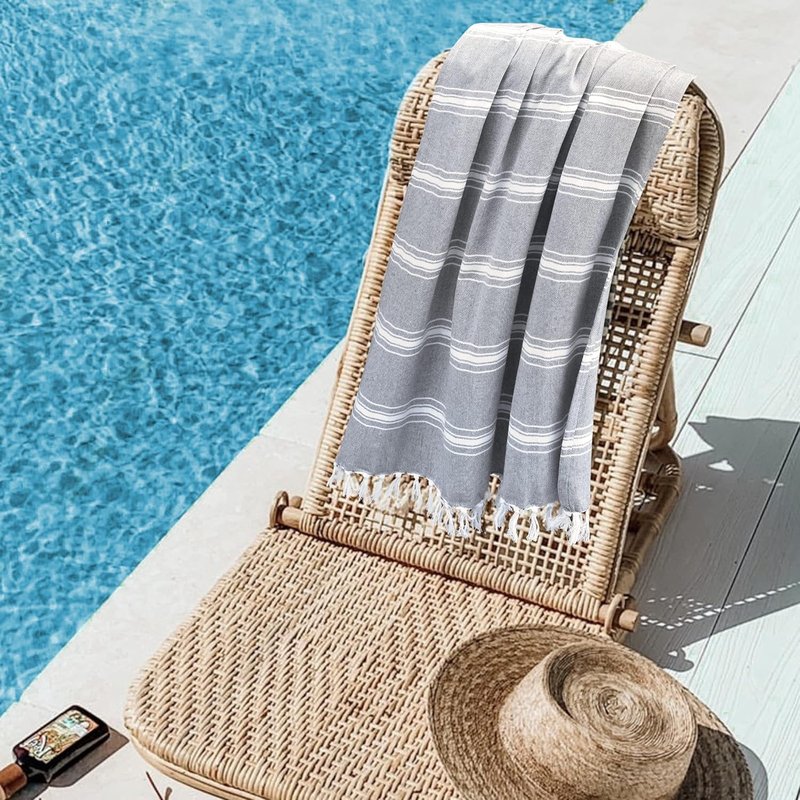 Turkish Beach Towel Set - Oversized Quick-Dry, Sand-Free, Soft & Durable | 2-Pack Charcoal Grey