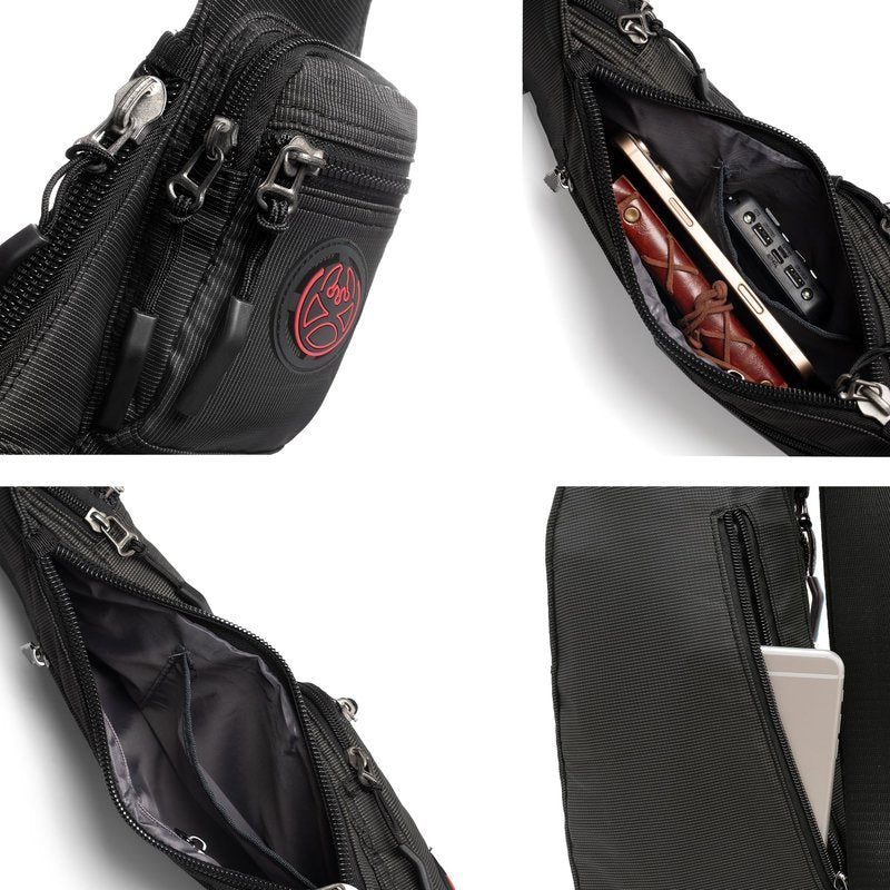 NICGID Sling Bag Chest Shoulder Backpack Crossbody Bags Casual Daypack for Men Women (Black-2620N)