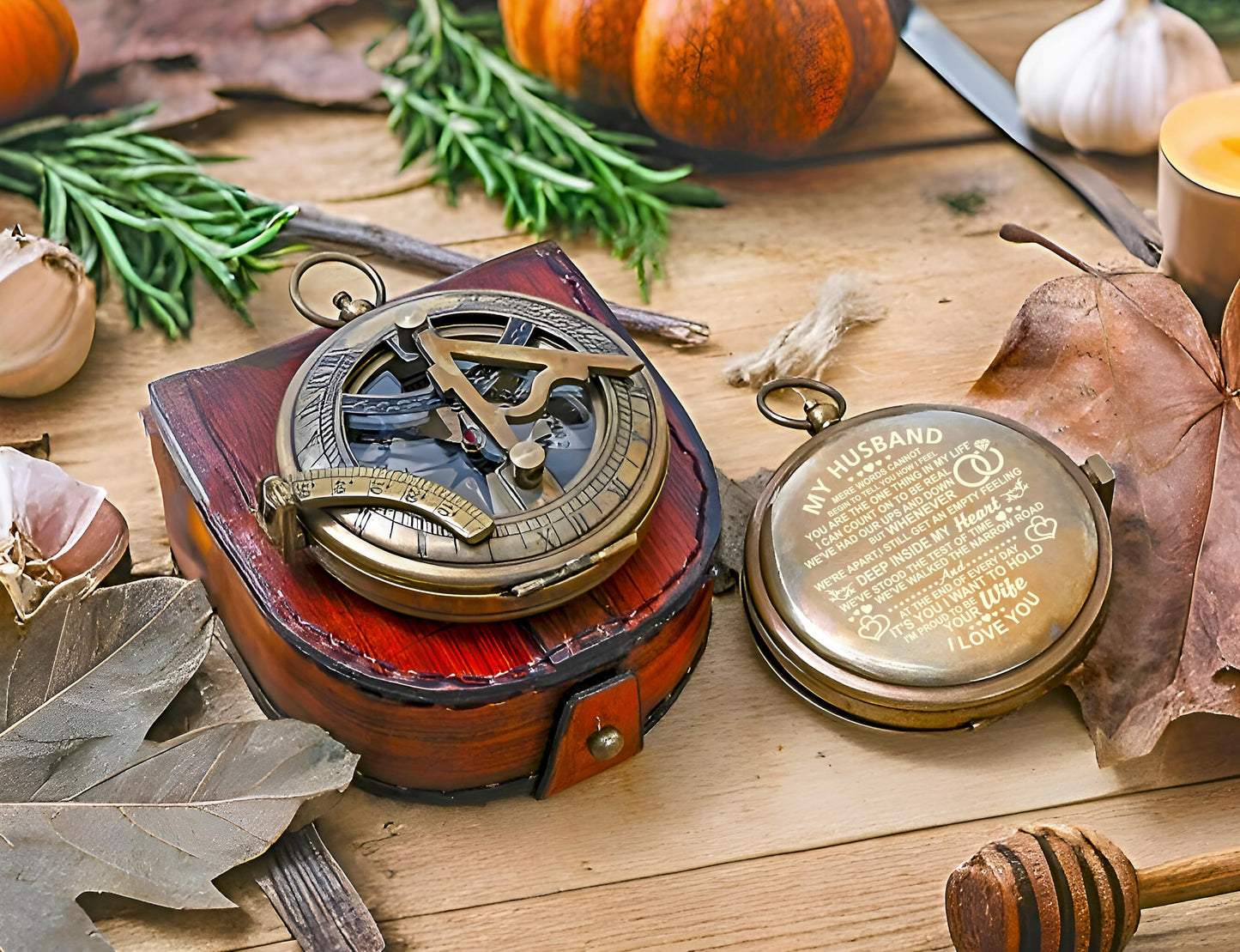 Huband Gifts Valentine's Day Gifts for Husband - Engraved Brass Compass, Romantic Keepsake for Him