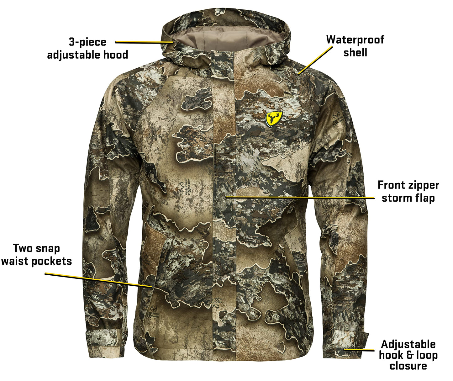 SCENTBLOCKER Men's Lightweight Waterproof Breathable Camo Rain Jacket