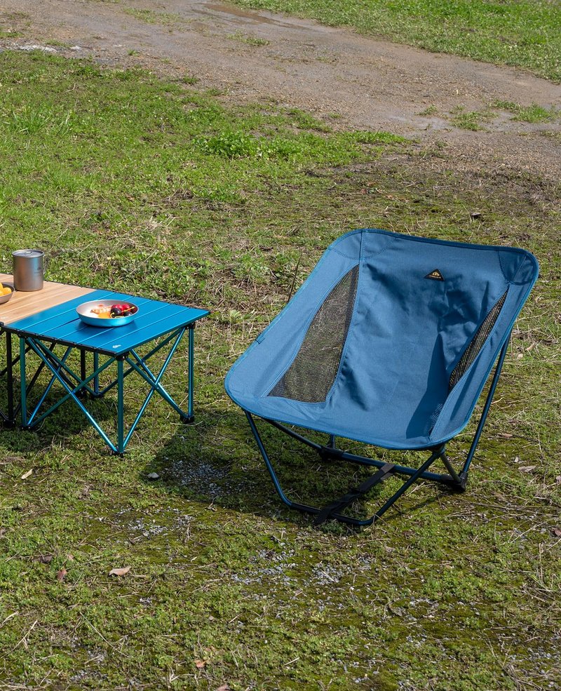 iClimb Low Ultralight Compact Camping Folding Chair with Side Pocket and Carry Bag (Blue)