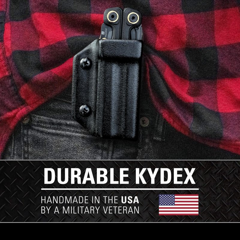 Clip & Carry Kydex Multitool Sheath for LEATHERMAN Wave Alpha - Made in USA - Multi Tool Sheath Holder Cover Belt Pocket Holster - Multi-Tool not Included (Black)