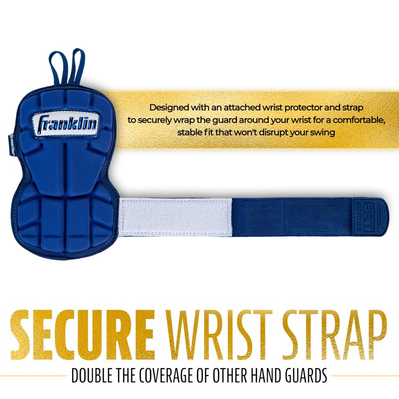 Franklin Sports Baseball Hand + Wrist Guard - PRT LG Series Adult Hand + Wrist Protector for Batting - Protective Shield - Righty + Lefty Hitters - Royal - One Size - Adult