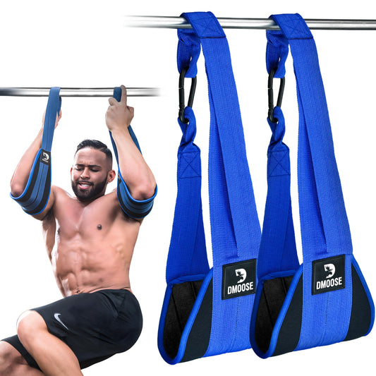 DMoose Fitness Hanging Ab Straps for Pull Up Bar & Core Strength Training - Thick Padded Arm Strap for Ab Swing with 2 Rust-Resistant Carabiners - Pull Up Straps for Ab Workouts at Home and Gym (Pair)