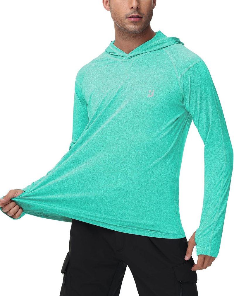 Men's UPF 50+ Fishing Shirt - Long Sleeve UV Sun Hoodie for Hiking, Running & Athletic Workouts