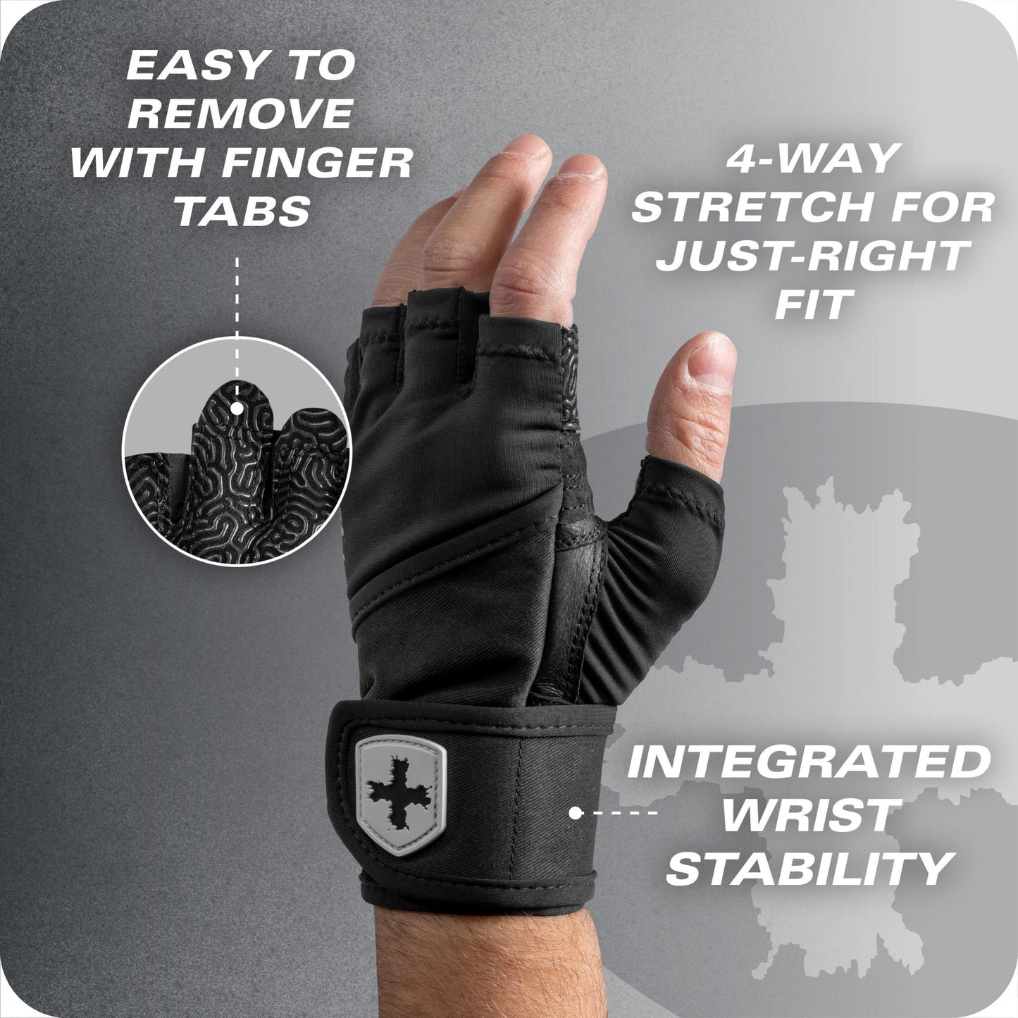 Harbinger Pro Wristwrap Gloves 3.0 - Enhanced Grip, Superior Wrist Support, Breathable 4-Way Stretch Lycra, Durable Leather Palm, Half-Finger Design for Weightlifting, Gym, Tan Camo, Large - Men's