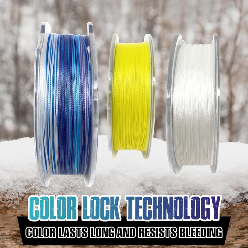 Ice Fishing Braided Fishing Line - 8 Strands, Zero Memory, 150 Yard Spools | Super Strong Pro Grade