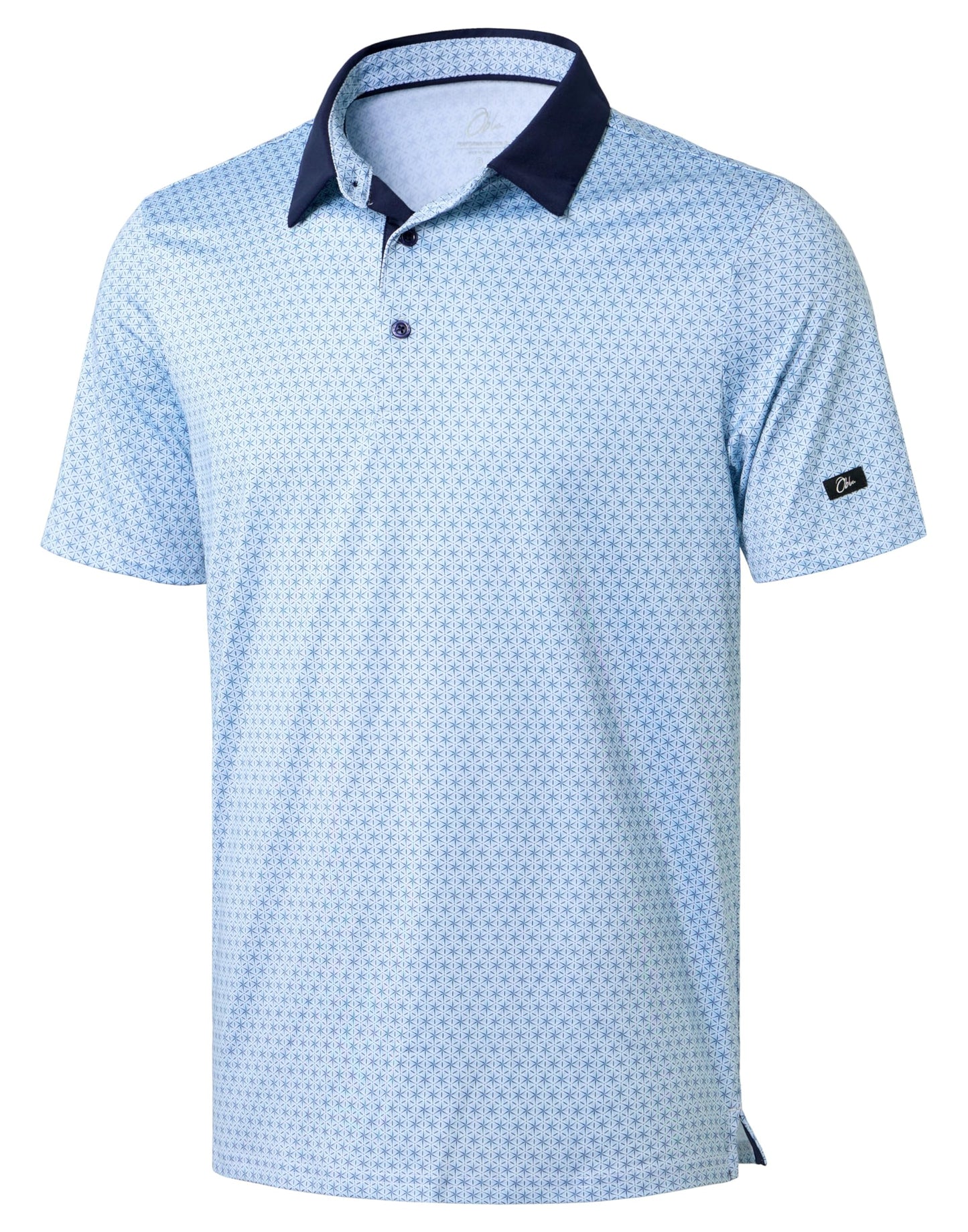 Obla Mens Golf Polo Shirts Short Sleeve Dry Fit Performance Moisture Wicking Casual Print Collared Golf Shirts for Men(Blue Flower_L)