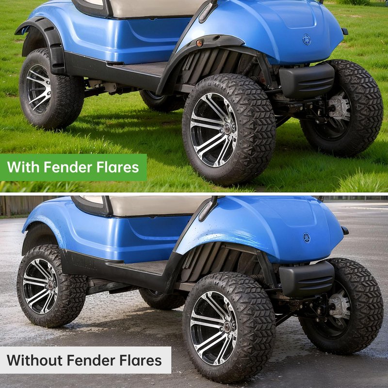 10L0L 4PCS Golf Cart Fender Flares, Exact for Standard Yamaha G29 & Drive 2007-2016, Impact-Resistant ABS Plastic Mud Guards with Reflectors & Stainless Steel Hardware - Not for Modified Carts