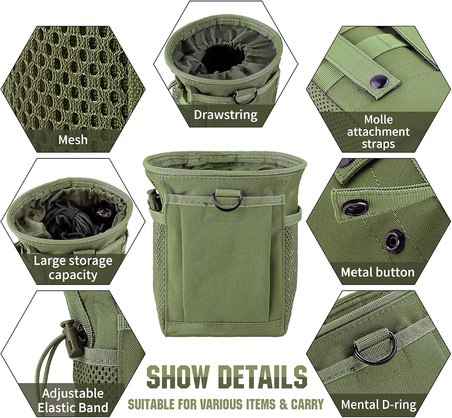 Tactical Molle Dump Pouch - Utility Hip Belt Waist Bag with D-Ring for Outdoor Gear | Versatile Storage Solution