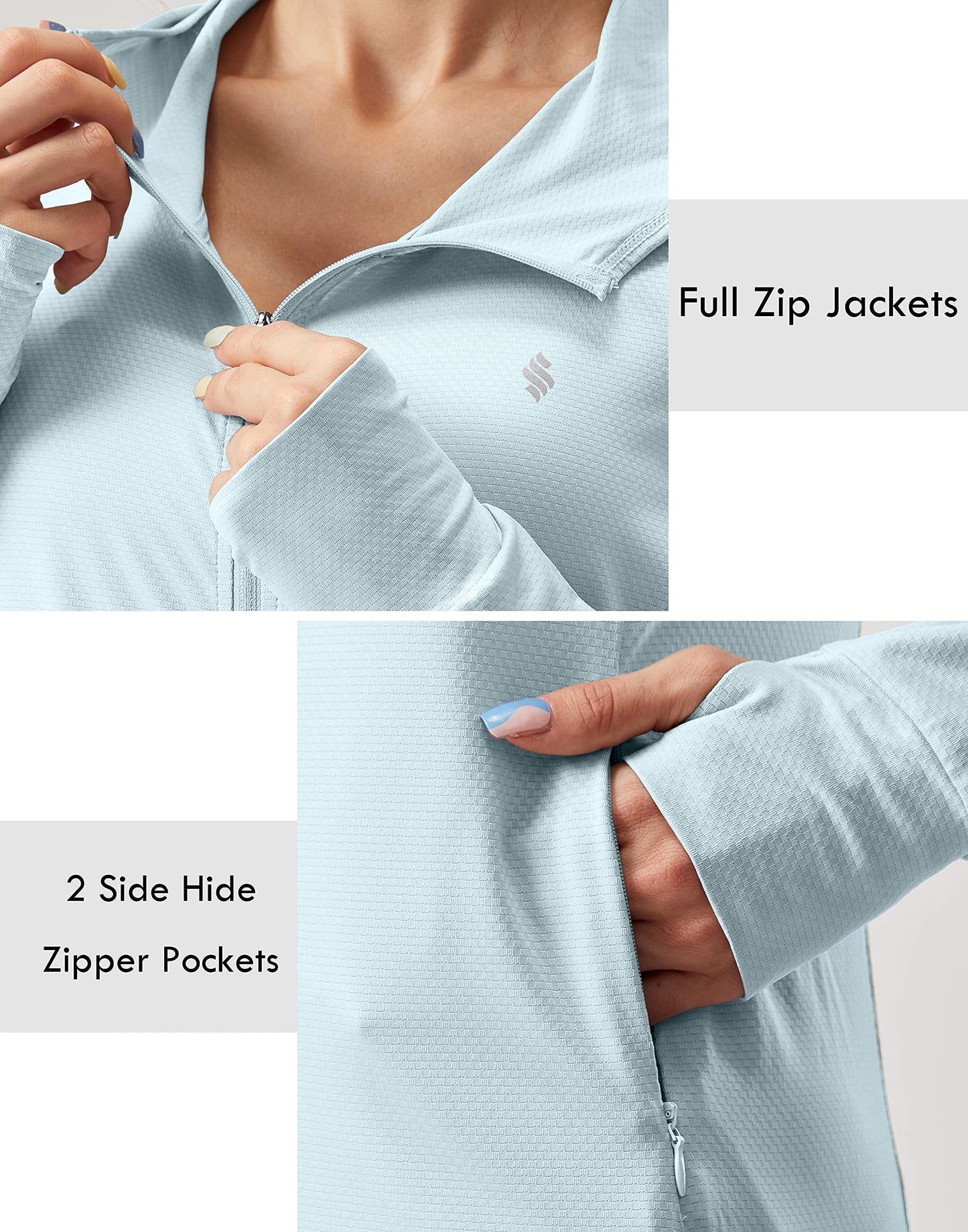 Soothfeel Women's UPF 50+ Sun Protection Hoodie Jacket Lightweight Long Sleeve Sun Shirt for Women with Pocket Hiking Outdoor