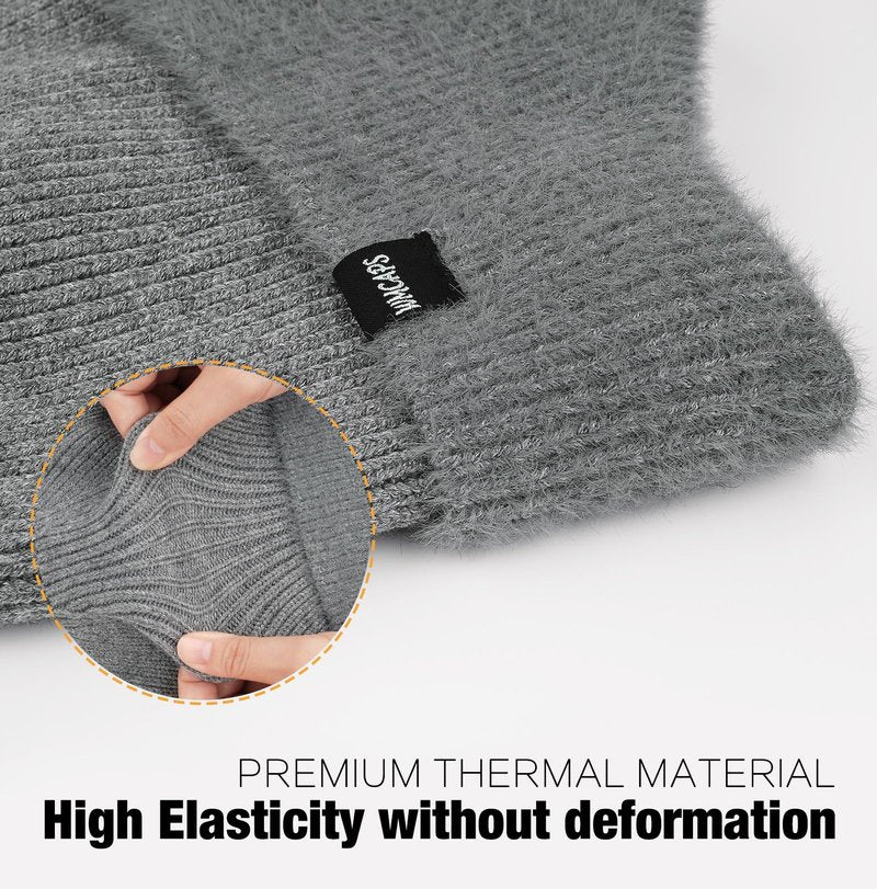 Wmcaps Winter Fleece Line Beanie Hats with Earflap for Men Women, Outdoor Warm Thermal Knitted Stocking Caps Blue