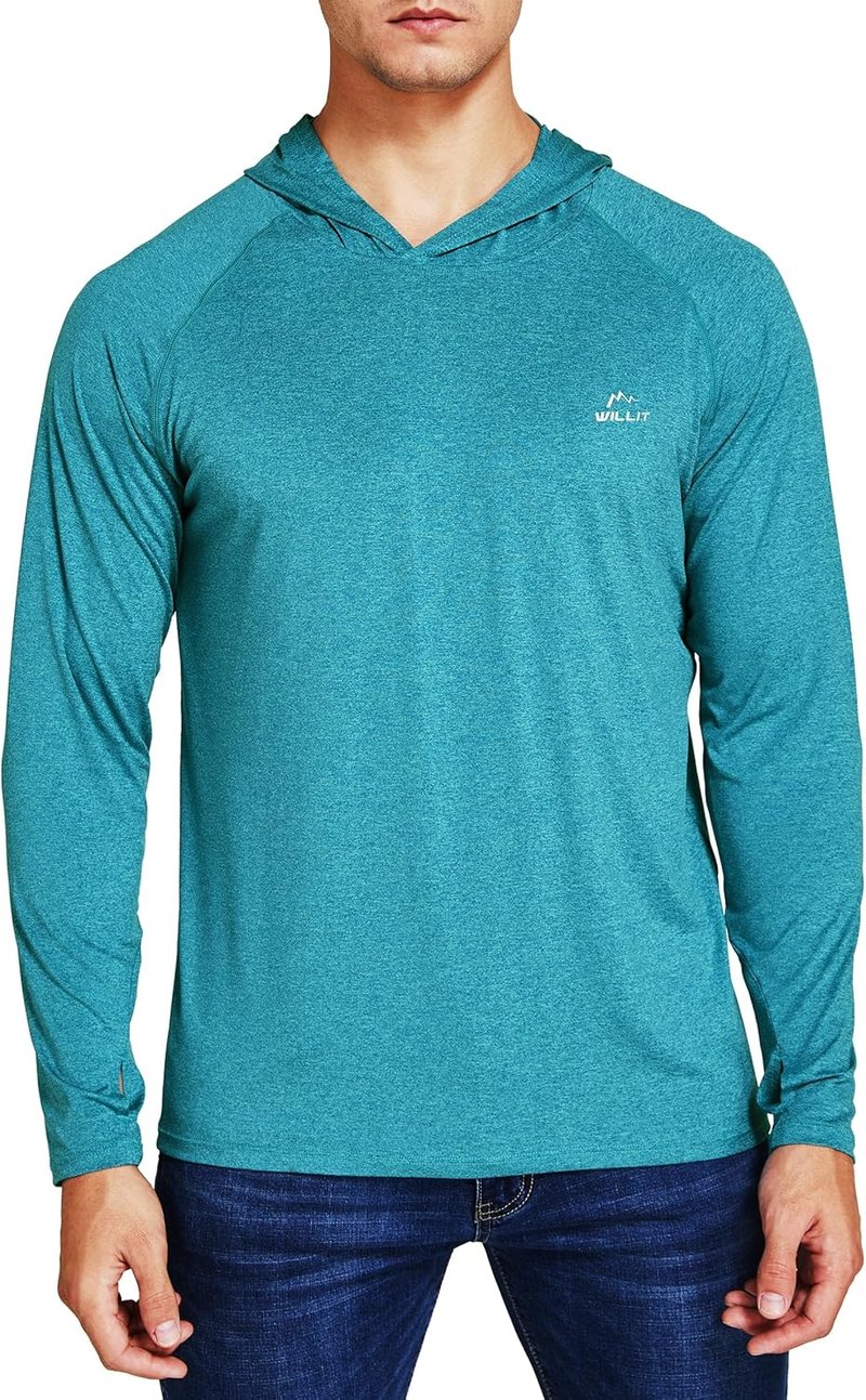 Men's UPF 50+ Sun Protection Hoodie - Lightweight Long Sleeve Fishing Shirt | Loose Fit Swim Rash Guard