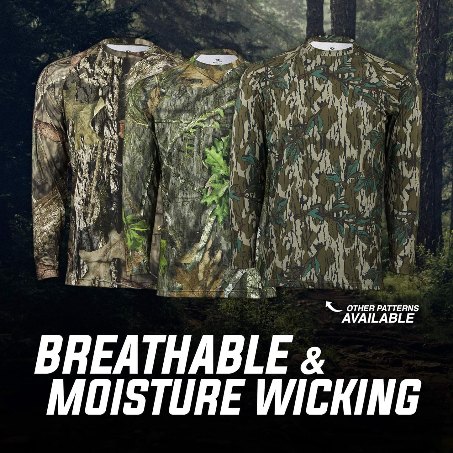 Mossy Oak Camo Hunting Shirts for Men - Long Sleeve, Lightweight & Breathable Fabric