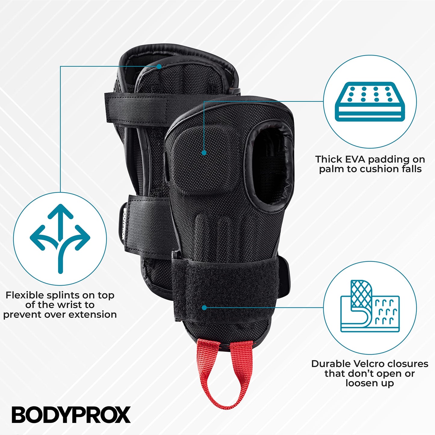 BODYPROX Impact Wrist Guards for Snowboard 1 Pair (M)
