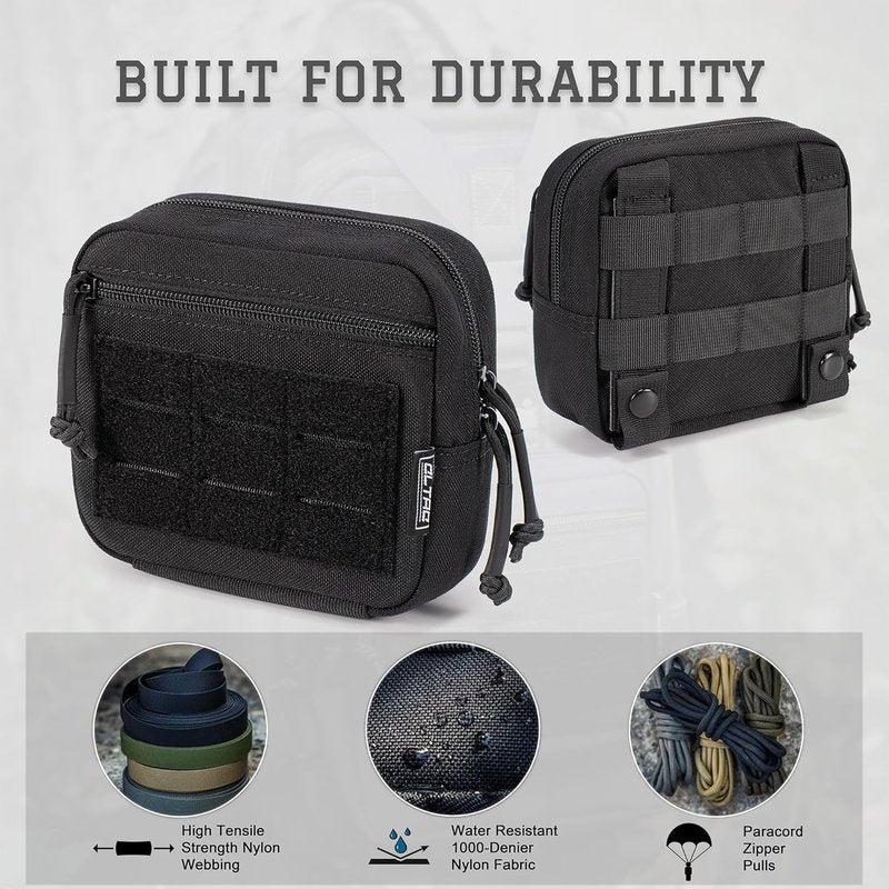 Tactical Molle Admin Pouch - EDC Tool Bag with US Flag Patch & D-Ring | Horizontal Modular Design