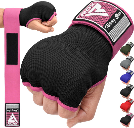 RDX Gel Boxing Hand Wraps Inner Gloves Men Women, Quick 75cm Long Wrist Straps, Elasticated Padded Fist Under Mitts Protection, Muay Thai MMA kickboxing Martial Arts Punching Training Bandages