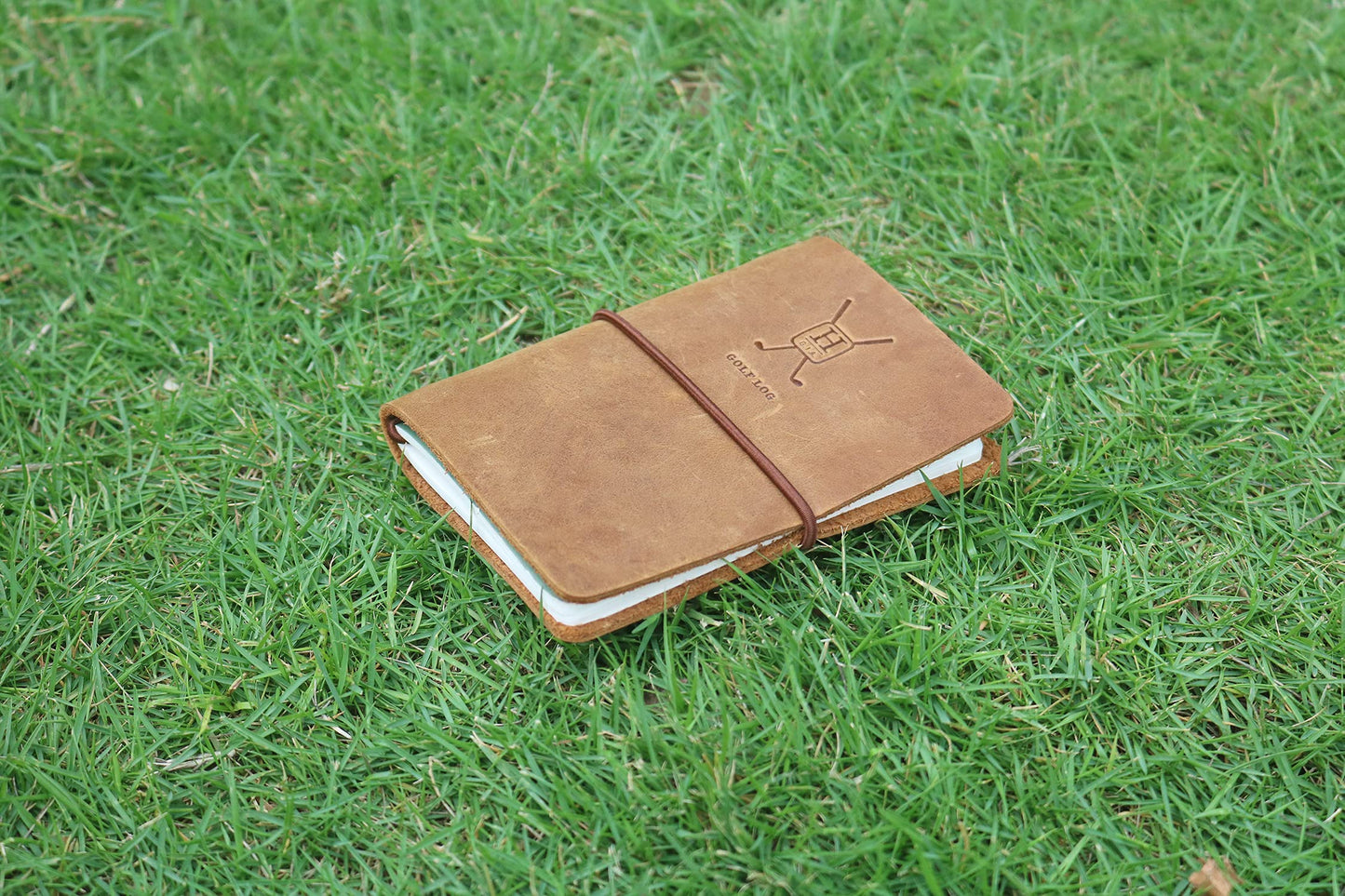 Handy Picks Leather Golf Log Book, Handmade n Refillable, Golf Log n Yardage Book Included, Buckskin