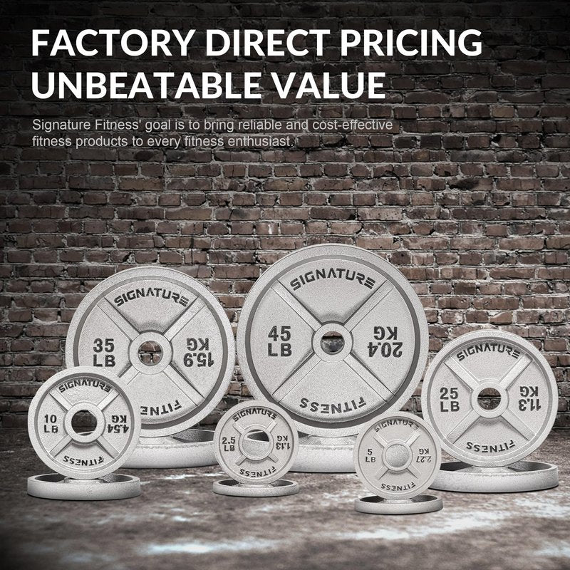Fitvids Deep Dish 2-Inch Olympic Cast Iron Weight Plates with E-Coating, 35lb (Set of 2), Black