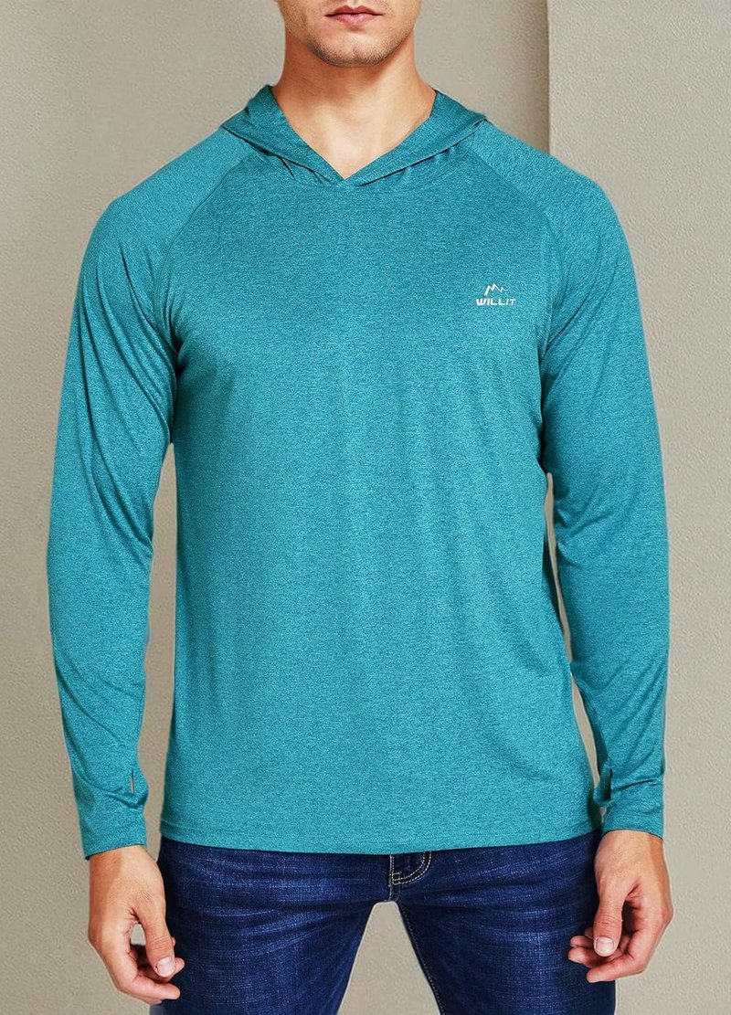 Men's UPF 50+ Sun Protection Hoodie - Lightweight Long Sleeve Fishing Shirt | Loose Fit Swim Rash Guard