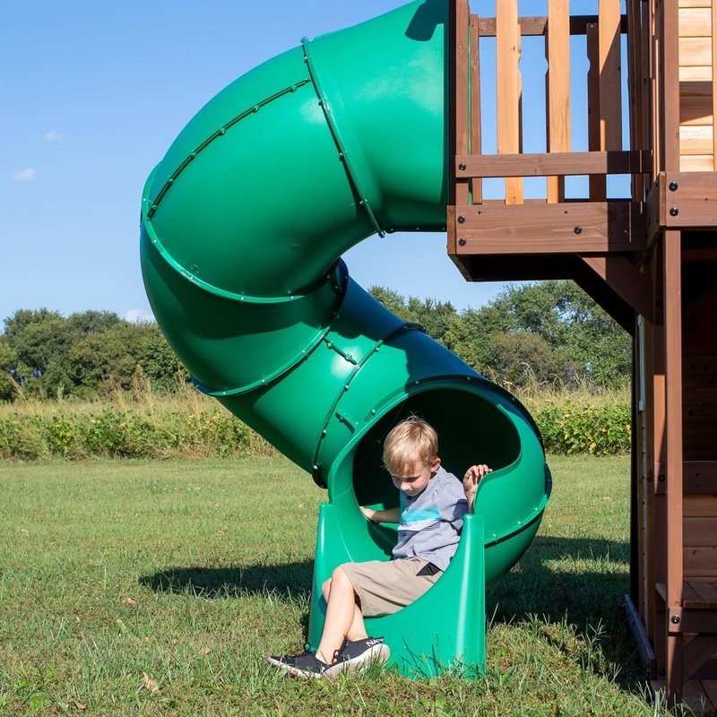 Cedar Cove Wood Swing Set - Backyard Playset with Spiral Tube, Wave Slide, Clubhouse & More | For Kids 10+ Years