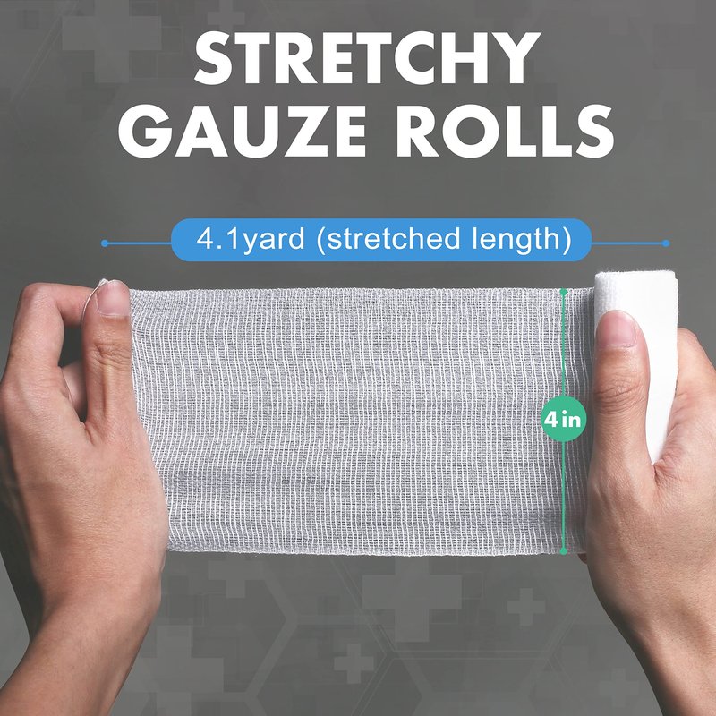 LotFancy Gauze Rolls, 48 Count, 4 Inch x 4.1 Yards, Rolled Gauze Wrap, Conforming Stretch Bandage for Wounds Care, Medical Supplies for First Aid