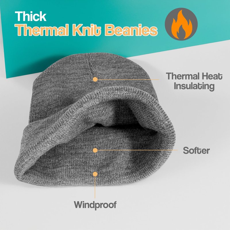 2-Sets Beanies & Touch Screen Gloves, Premium Thick Winter Thermal Men Women (Black, One Size)