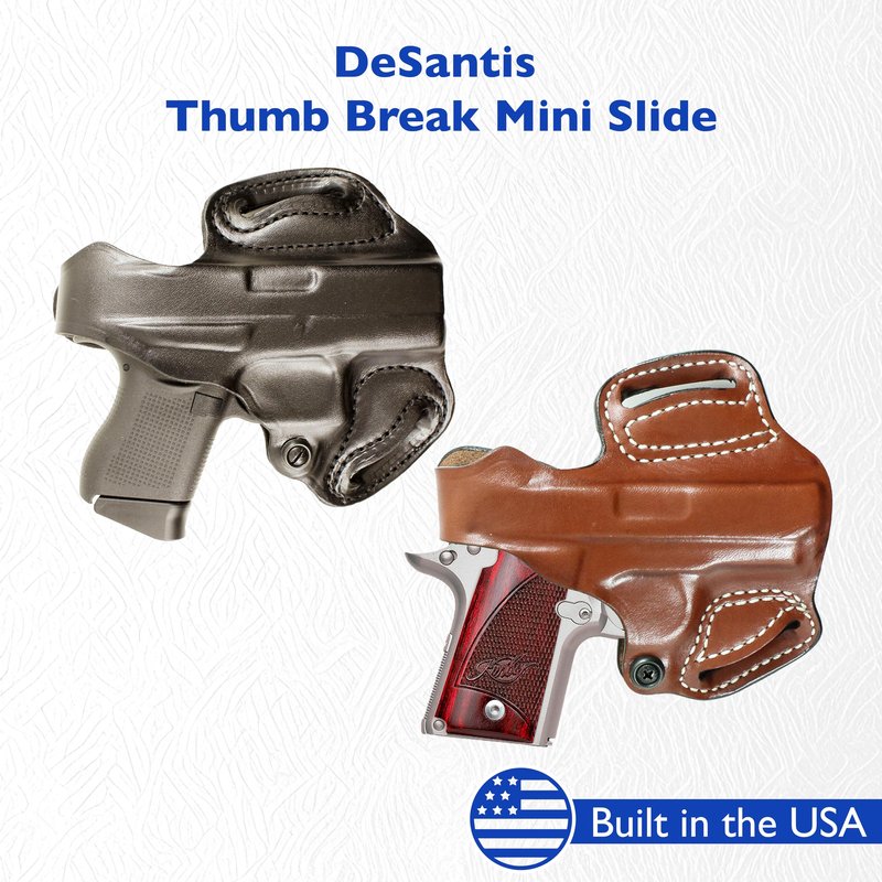 Desantis Thumb Break Mini Slide Holster, Outside The Waistband Gun Holster, Fits Glock 43, Glock 43X, and Glock 48, Adjustable Tension Device, Right-Hand Draw, Tan