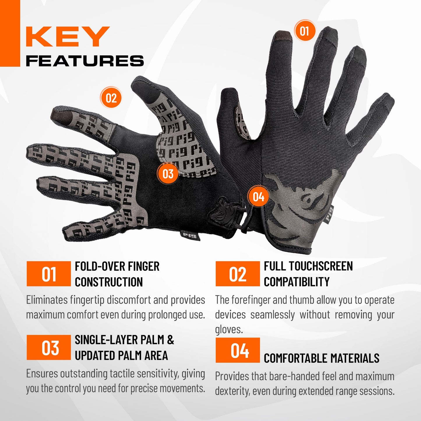 PIG FTD Delta Utility Gloves, 1 Pair, Black, Medium