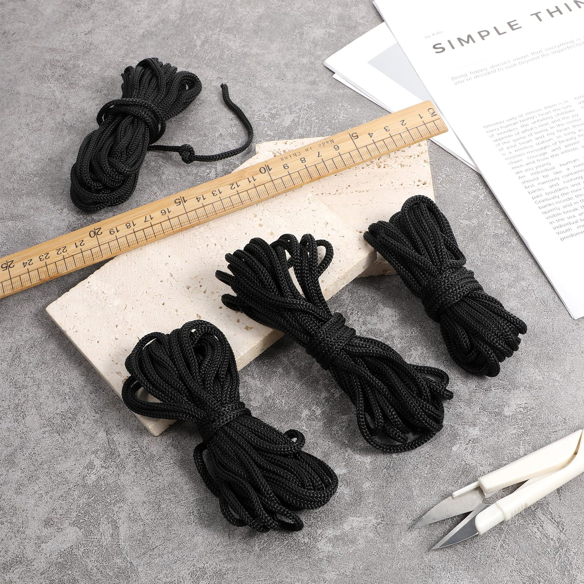 Exircy 6 Pieces Trampoline Net Connection Rope, 16 Feet Each, 0.2 Inch Thick Black Tie Down Rope Replacement Parts Long Safety Trampoline Net Cords for Enclosure Nets