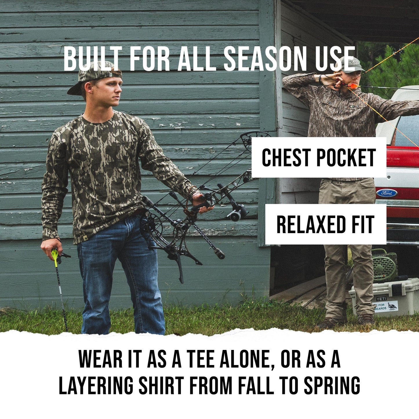 Mossy Oak Long Sleeve Hunting Camo Shirt for Men, with Pocket
