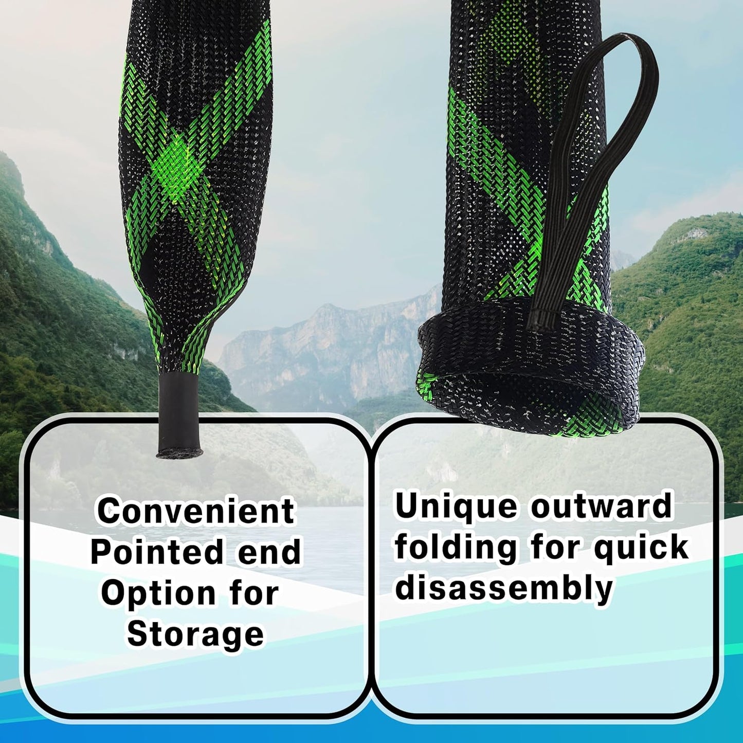 Fishing Rod Socks - Protective Sleeves for Baitcasting & Spinning Rods | Fits 7ft & 8ft (2-Pack)