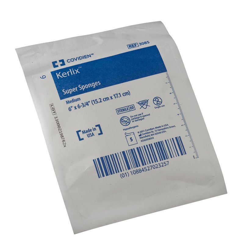 Covidien 3085 Kerlix Super Sponge, Medium, Sterile 5's in Soft Pouch (Pack of 50)