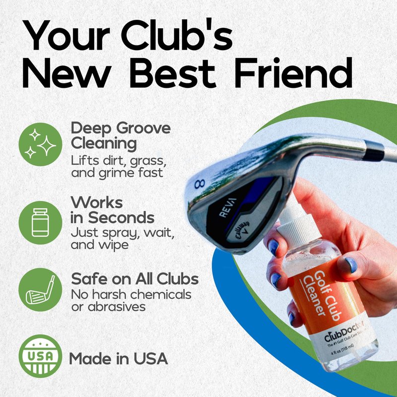 Club Doctor Golf Club Cleaner Spray, Club Cleaning Solution Removes Dirt From Grooves, Increase Spin and Improve Ball Flight, Fits into Bag for Convenience - 4 oz