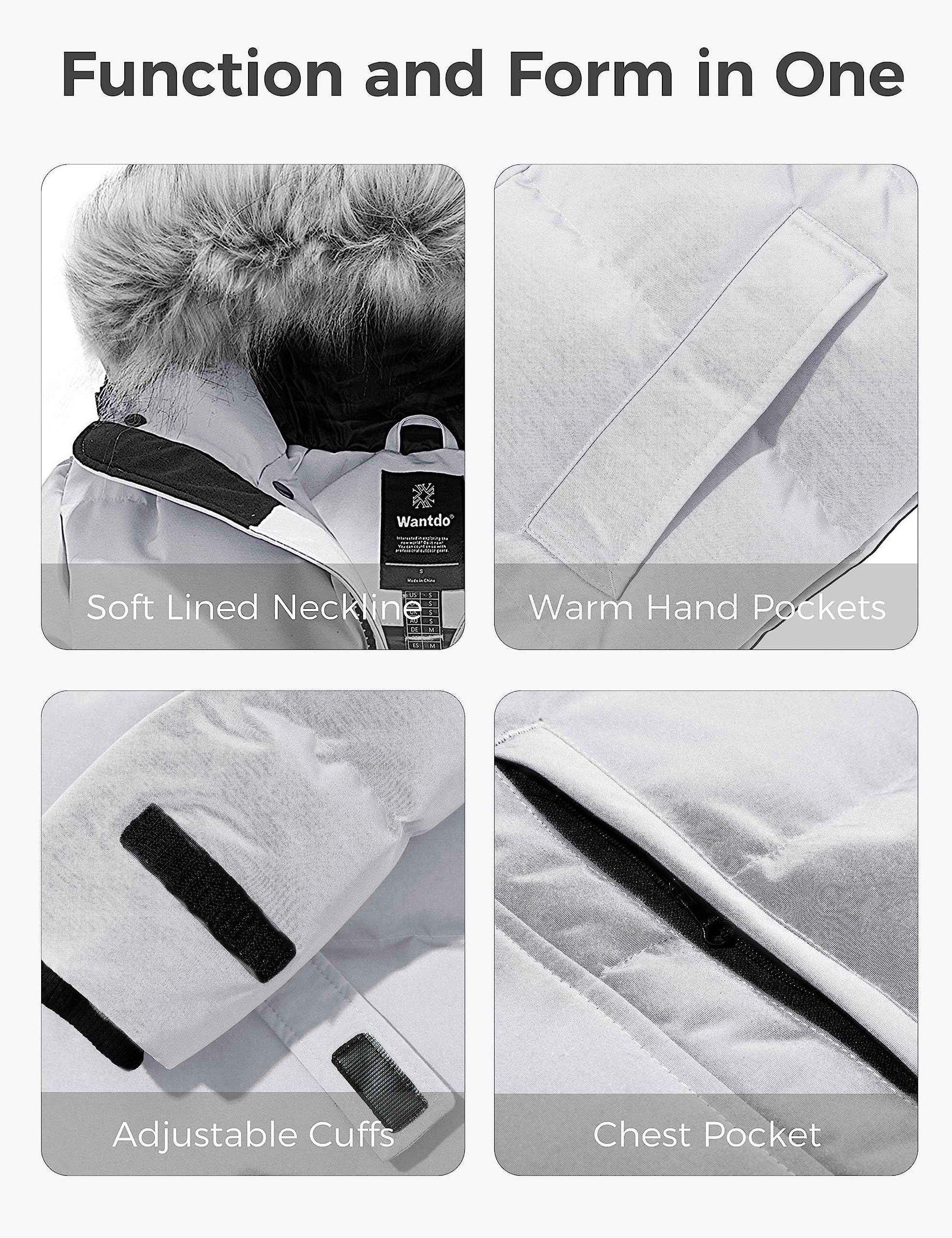 wantdo Men's Warm Winter Coats Thick Puffer Coats Short Winter Parka (White, X-Large)