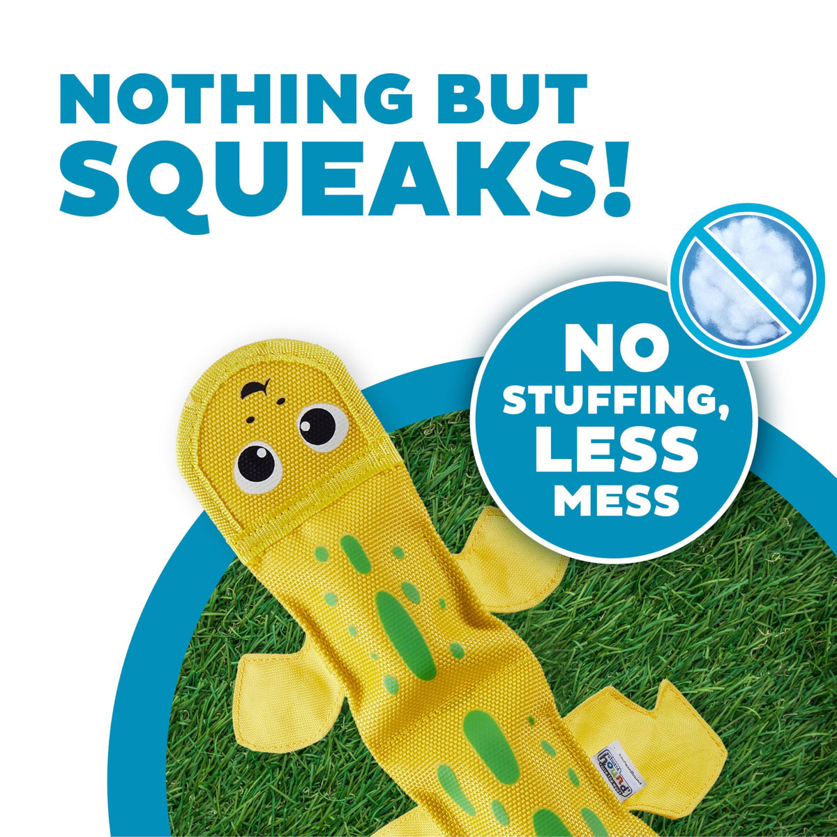 Outward Hound Fire Biterz Yellow Lizard Plush Firehose Material Interactive Dog Toy, Large