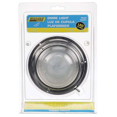 SEACHOICE LED Surface-Mount Dome Light, Bright White, Stainless Steel Flange, 4 in. Diameter