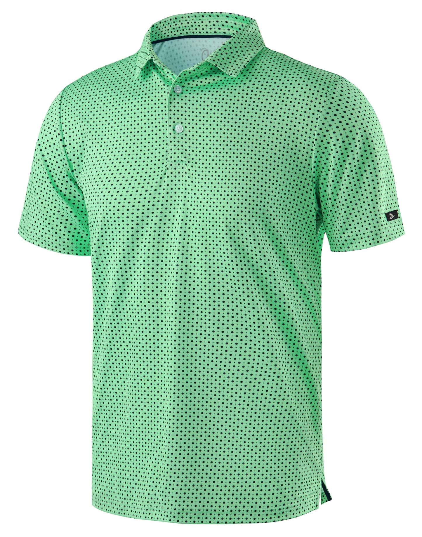 Obla Mens Golf Polo Shirts Short Sleeve Dry Fit Performance Moisture Wicking Casual Print Collared Golf Shirts for Men (Green Dot_4XL)