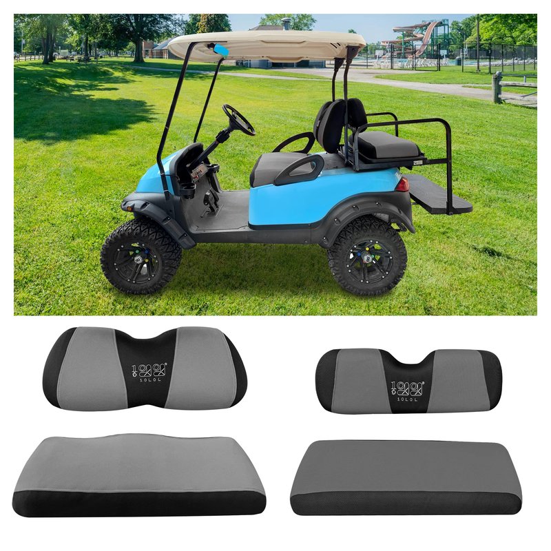 10L0L 4 Passenger Golf Cart Seat Covers, Front Rear Seat Cover Set for Yamaha G29 Drive, Club Car Precedent and Club Car DS Model, Made of 3D Air Mesh Polyester Fabric Breathable Washable - Grey