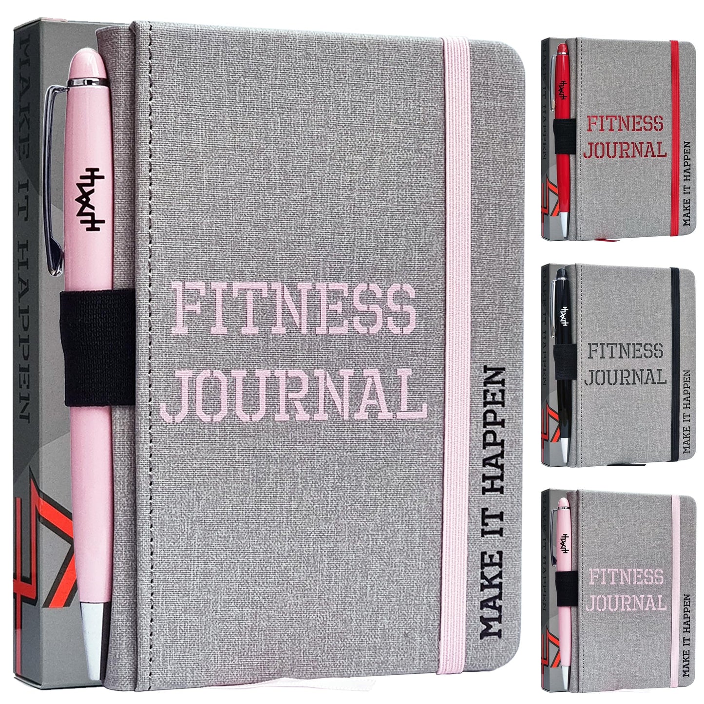 MaLetics – A6 Pocket Fitness Journal – Set 15 Goals, Track 93 Workouts, Measure Progress & Log 24 Personal Records – Sweatproof Design, Daily Planner & Exercise Log Book For Men & Women - Pink