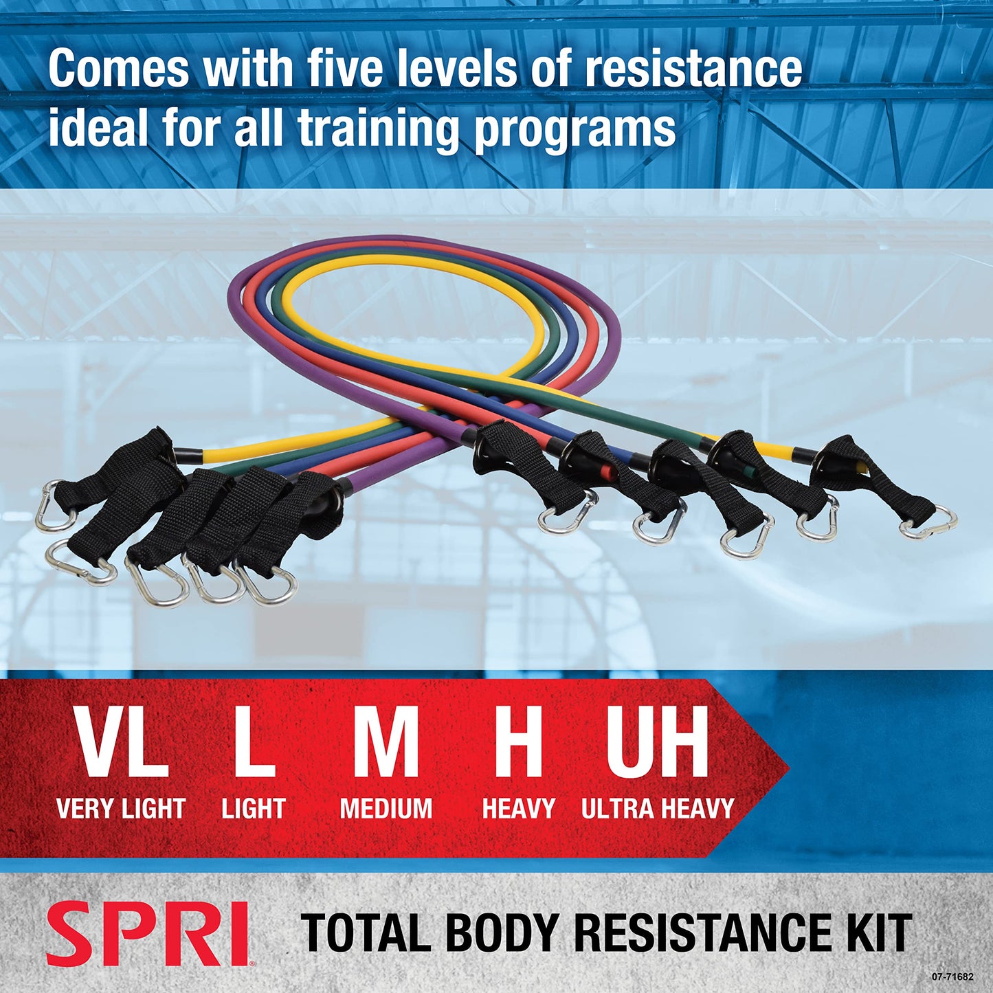 SPRI Resistance Band Kit - Resistance Training Interchangeable Tubes for Full Body Toning - Includes 5 Exercise Bands, Ankle/Wrist Strap with Padded Handles, Door Anchor, Exercise Guide, Carry Bag