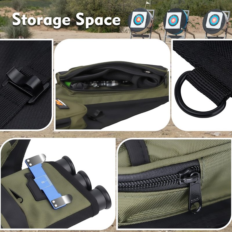 Archery Hip Quiver for Arrows - 3 Tubes Holder with Pockets & Waist Belt | Fits Compound & Recurve Bows