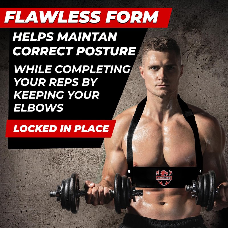 FIGHTSENSE Arm Blaster Biceps Curl Triceps Muscle Isolator Bomber Fitness Gym Workout Training Support (Black)