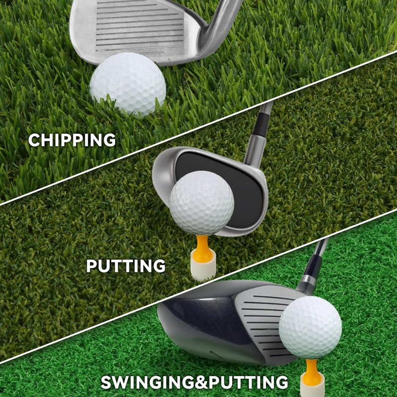 CalmBloom Golf Practice Mat 3-in-1 Turf Golf Hitting Mat for Swing, Putting & Chipping | Portable Golf Training Mat Indoor/Outdoor, Golf Mat with 8 Tees