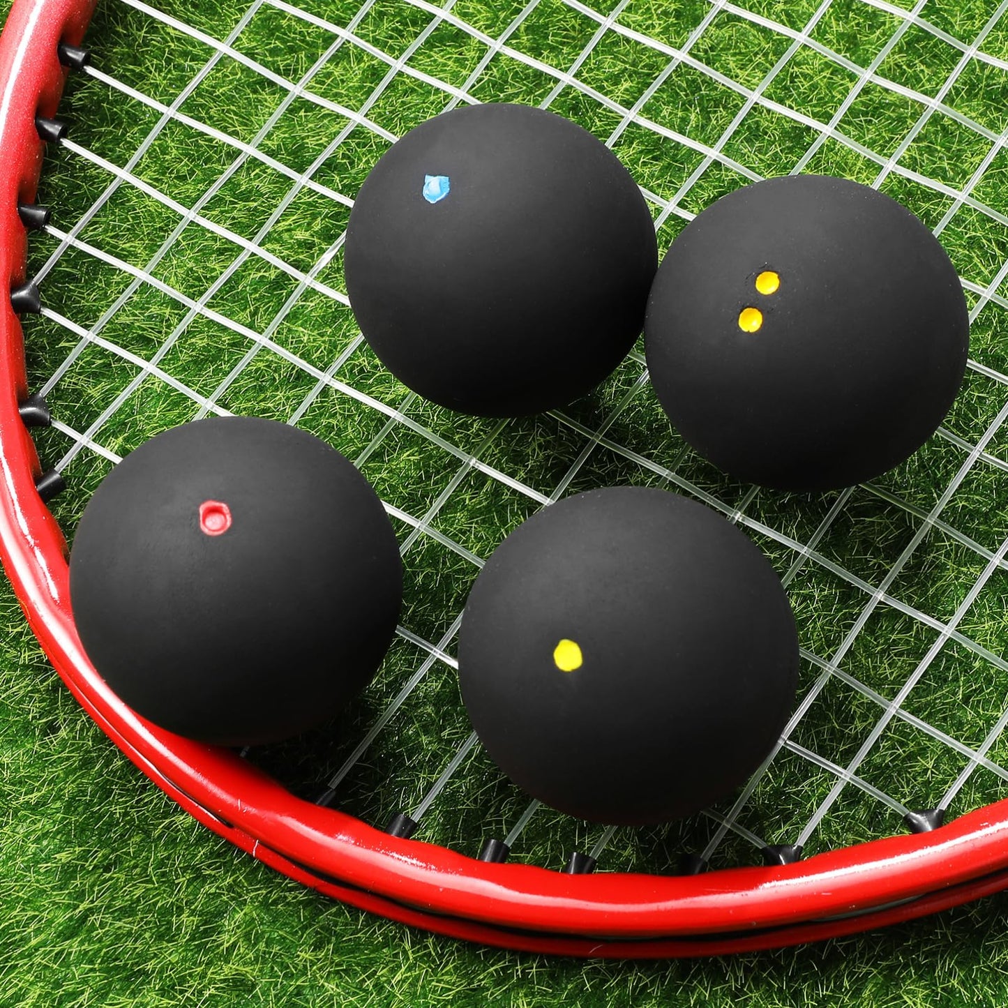 Toddmomy 4pcs Squash Balls,Professional High Elasticity Rubber Squash Ball for Beginners and Kids Competition Training