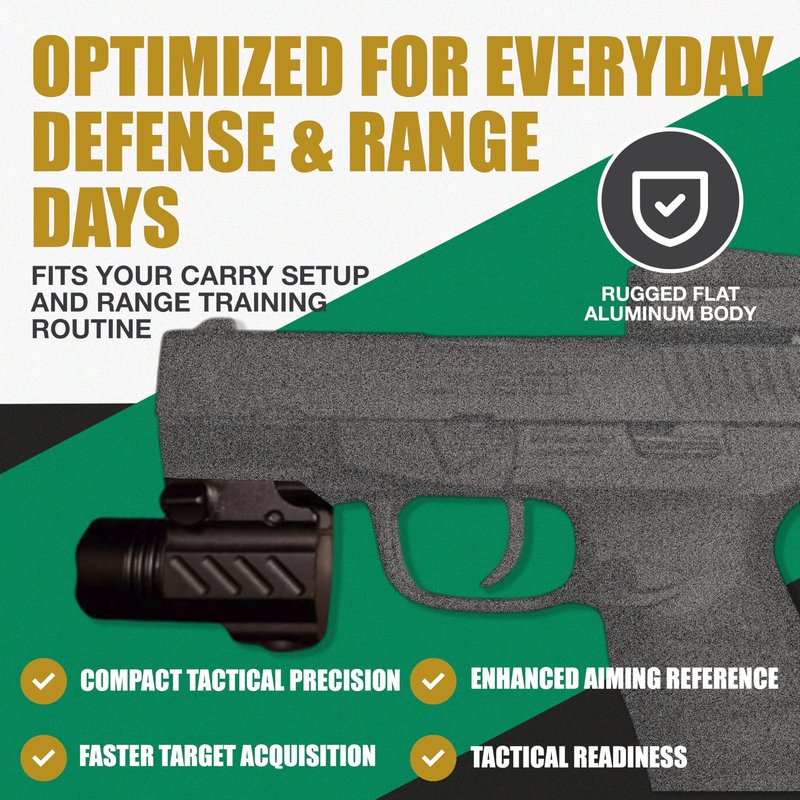 ADE Advanced Optics – Ultra Compact Green Laser + Light for Pistol Rails – Bright Class IIIA Beam, Easy Quick-Release Mount, CR2 Powered, Adjustable Windage & Elevation for Precise Alignment