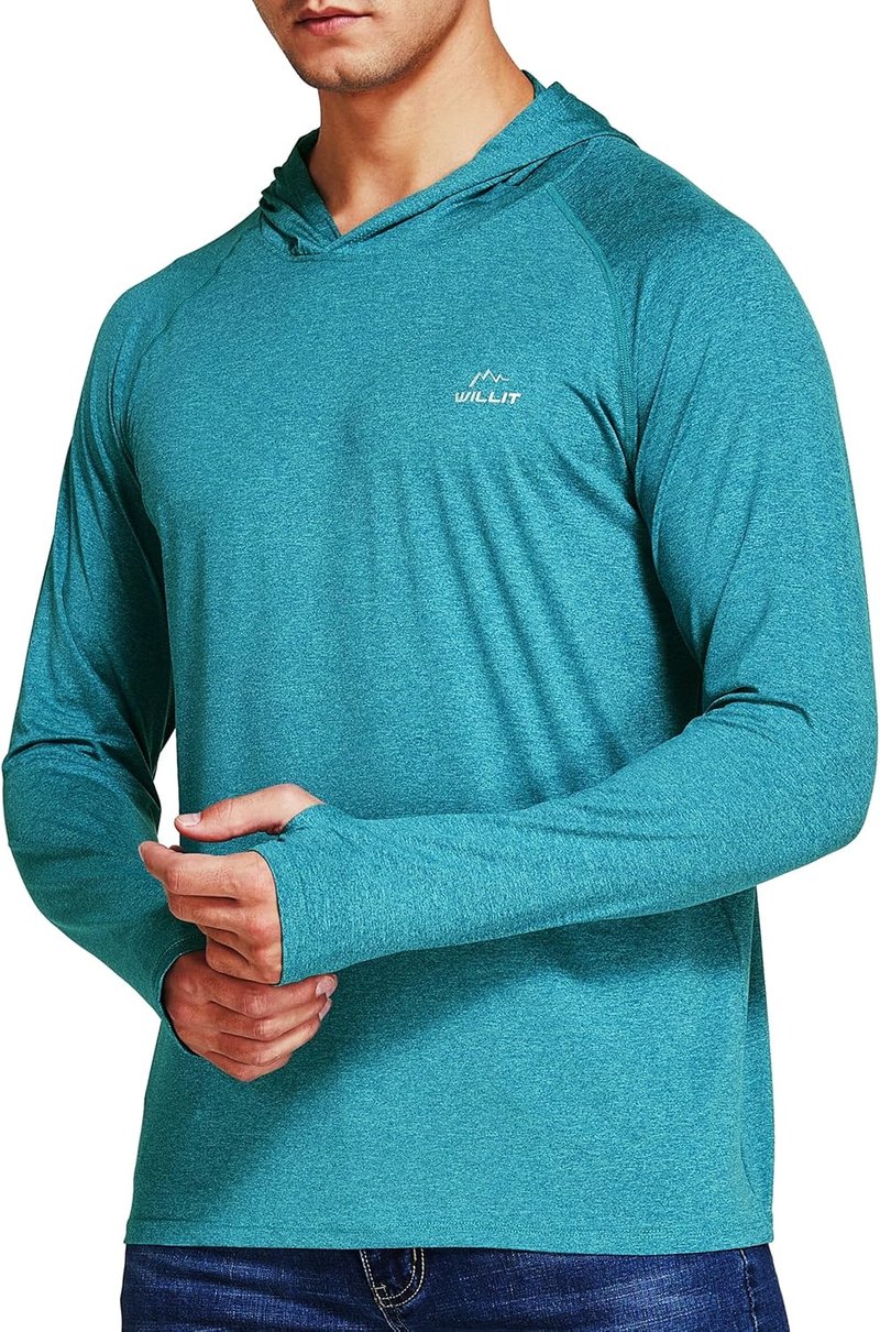 Men's UPF 50+ Sun Protection Hoodie - Lightweight Long Sleeve Fishing Shirt | Loose Fit Swim Rash Guard
