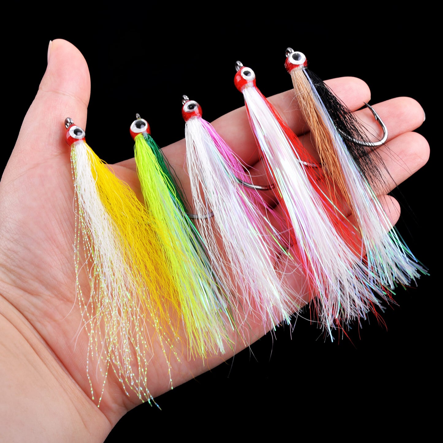Clouser Minnow Fishing Flies, 10pcs Saltwater Fly Fishing Lures Hand Tied Clouser Minnow Fly Streamer Hooks for Bass Striper Flounder Saltwater Freshwater Mix Color