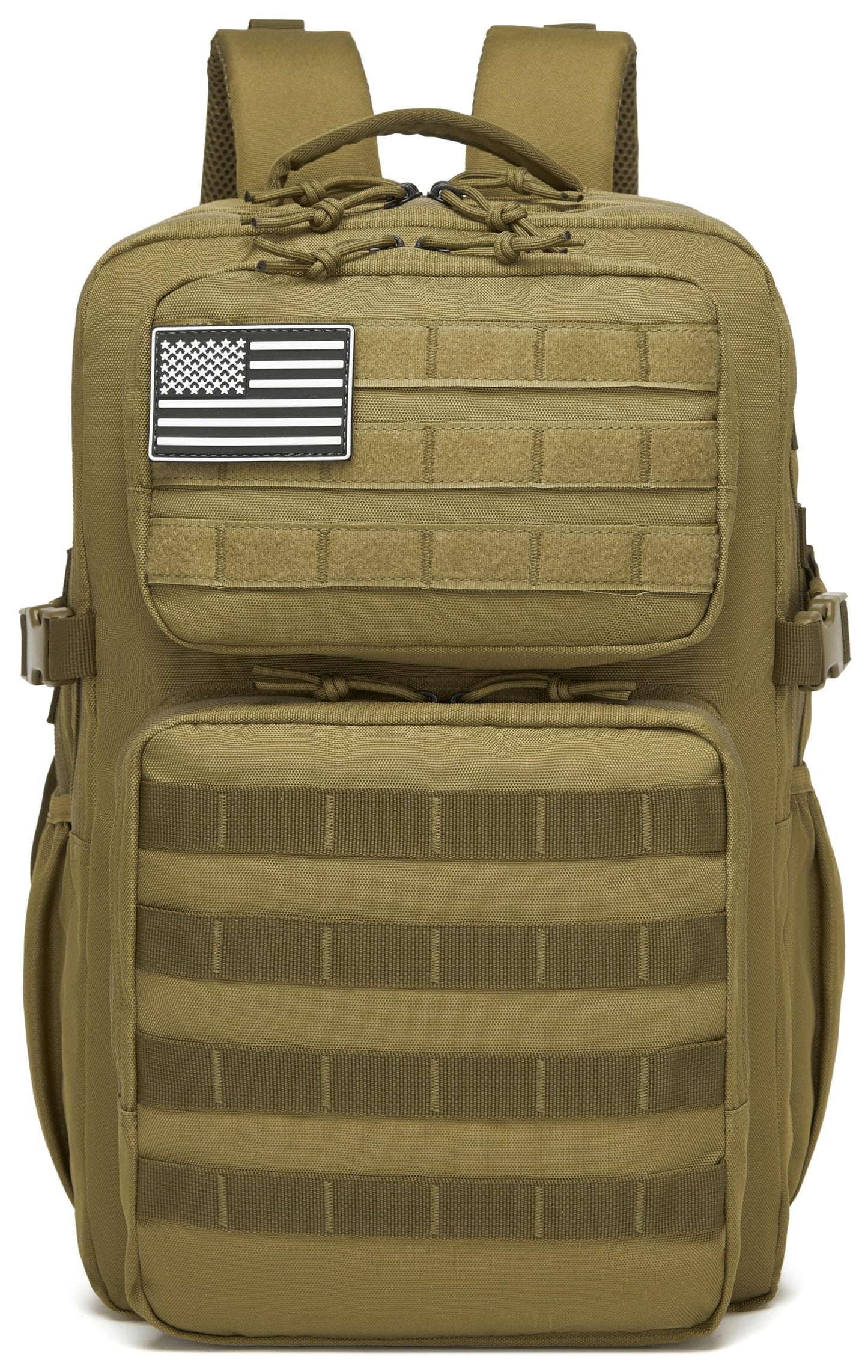 Wotony Military Tactical Backpack for Men Waterproof Daypack 3 Day Assault Pack Molle Bag with Water Bottle Holder (khaki, 35L)